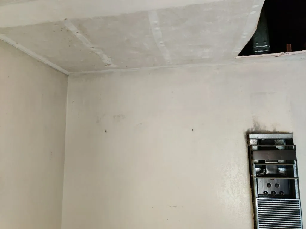 Attic Fire Damage Charred Trusses Roof Framing HVAC Soot from Hemet apartment fire smoke damage restoration documentation - photo 103 of 180