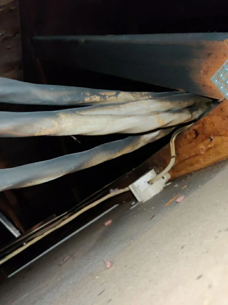 Ceiling Opening Smoke Damaged Trusses from Hemet apartment fire smoke damage restoration documentation - photo 12 of 180