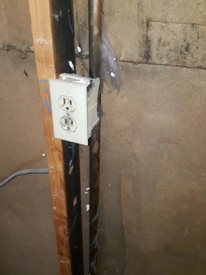 Moisture Meter Inspection Wall Floor Base Testing Exposed Studs from Hemet apartment fire smoke damage restoration documentation - photo 138 of 180