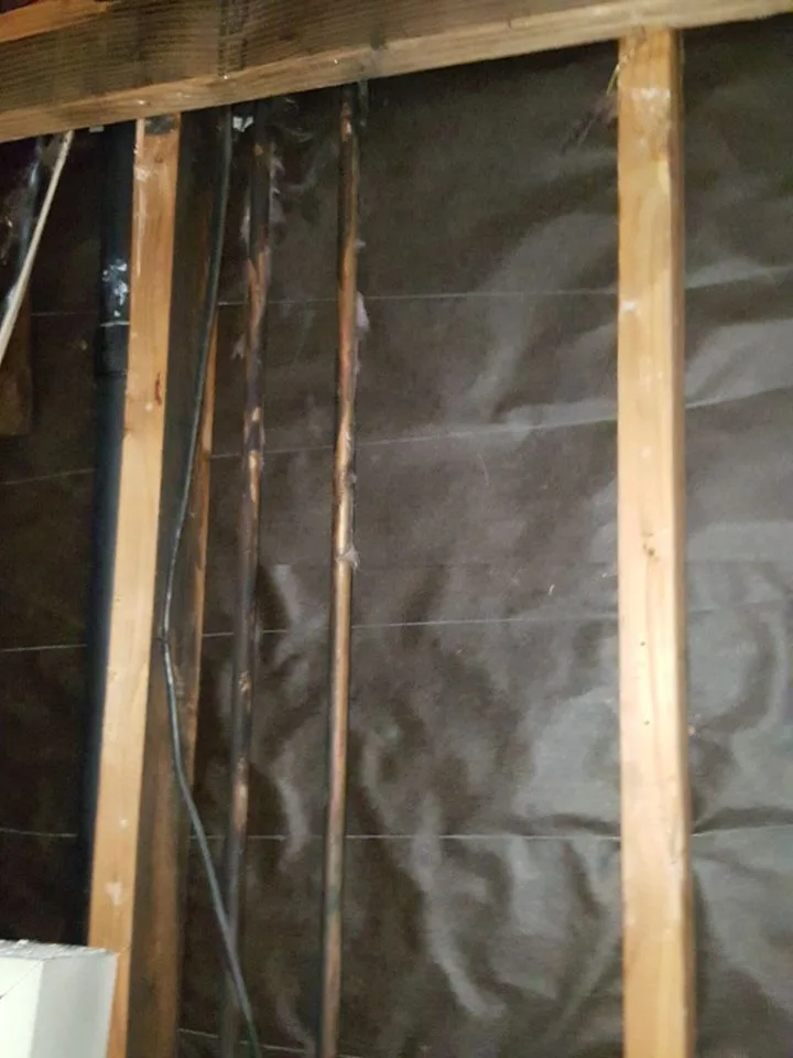 Moisture Meter Inspection Wall Floor Base Testing Exposed Studs from Hemet apartment fire smoke damage restoration documentation - photo 140 of 180
