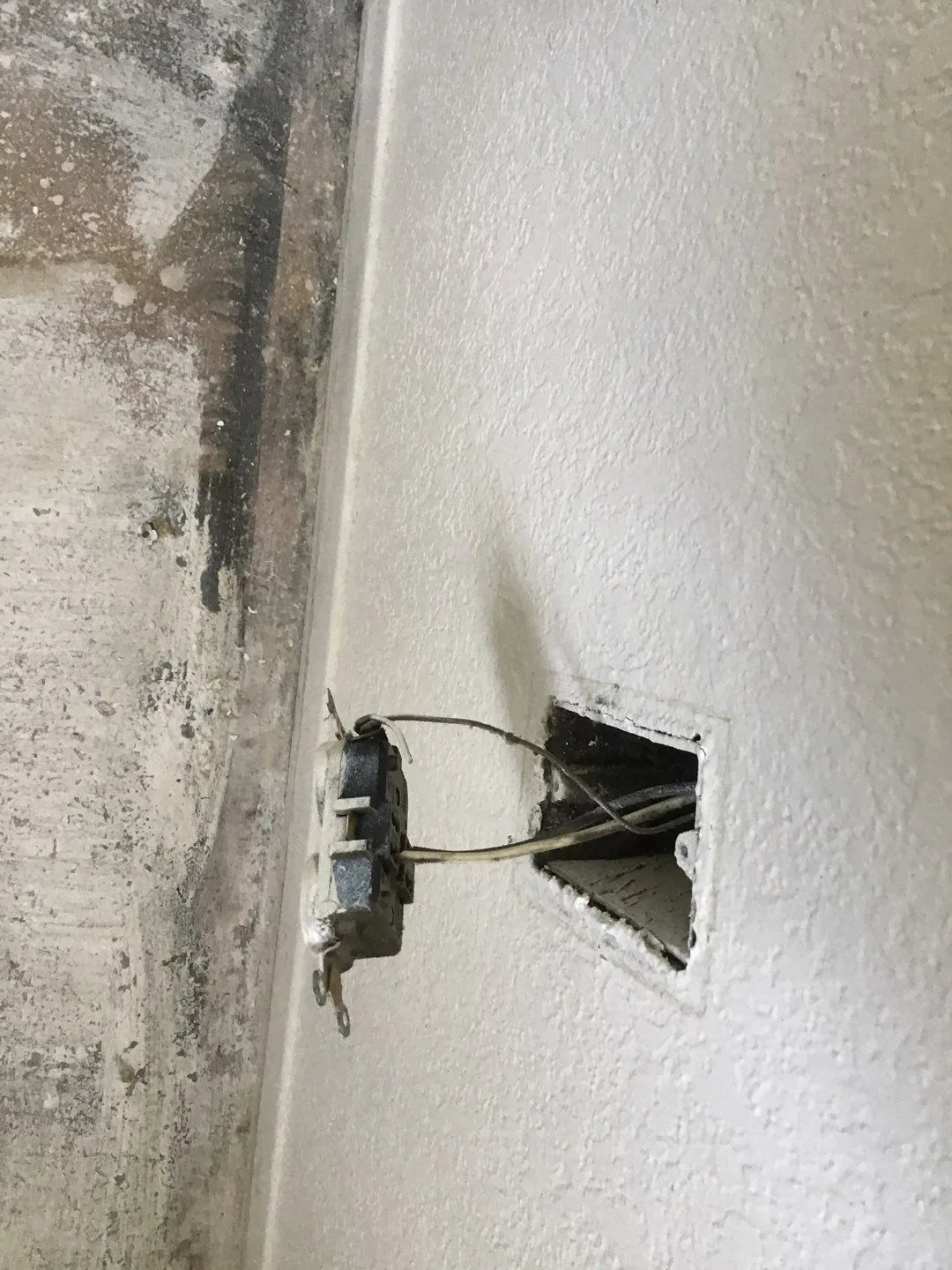 Wall Sampling Insulation Outlet Drywall Opening from Hemet apartment fire smoke damage restoration documentation - photo 152 of 180