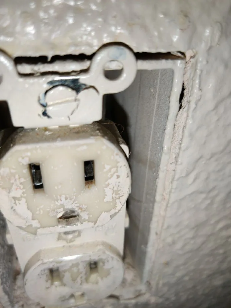 Electrical Inspection Outlet Wiring Carpet Edge Soot from Hemet apartment fire smoke damage restoration documentation - photo 165 of 180