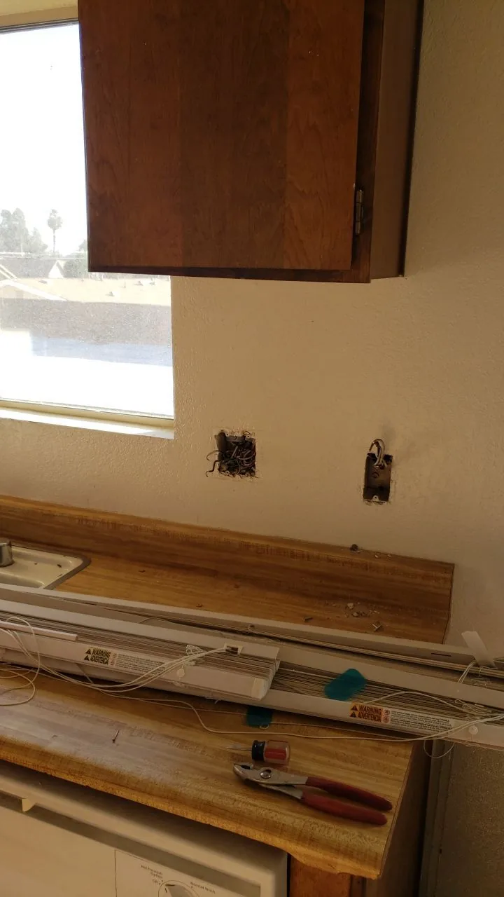 Outlets Switch Boxes Ceiling Fixture Removal from Hemet apartment fire smoke damage restoration documentation - photo 19 of 180
