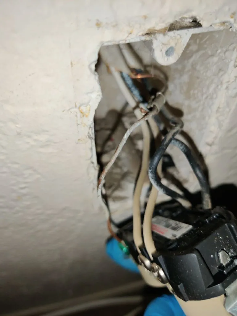 Electrical Box Charred Trusses from Hemet apartment fire smoke damage restoration documentation - photo 33 of 180