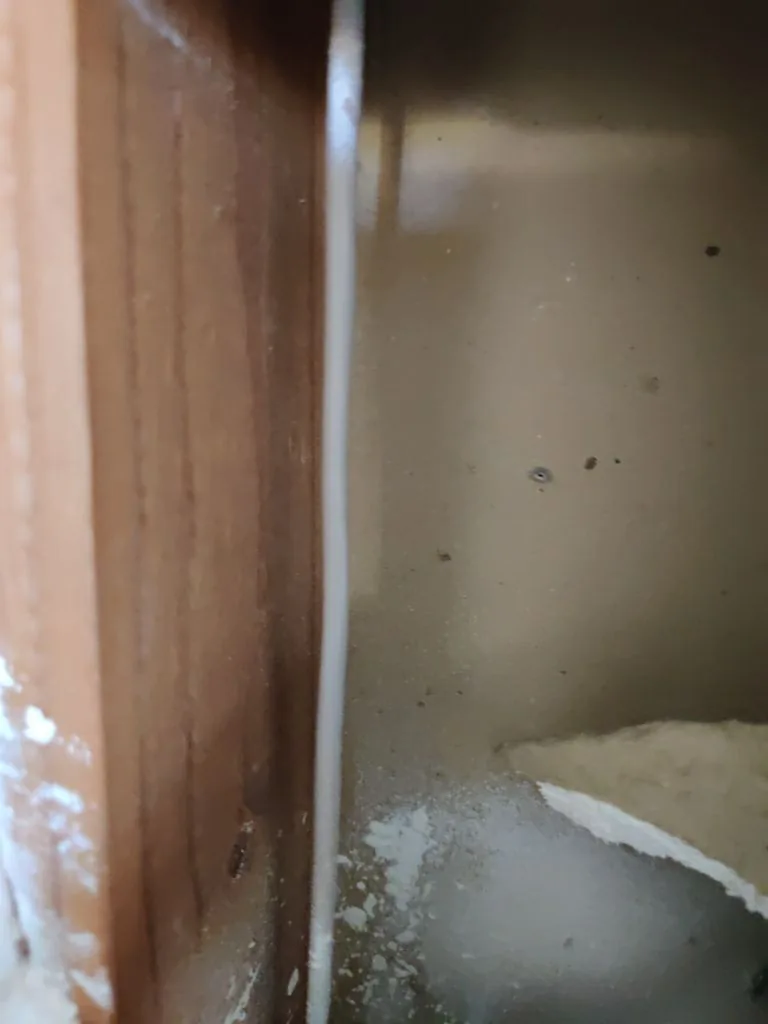 Corner Soot Outlet Repair Material Samples from Hemet apartment fire smoke damage restoration documentation - photo 45 of 180