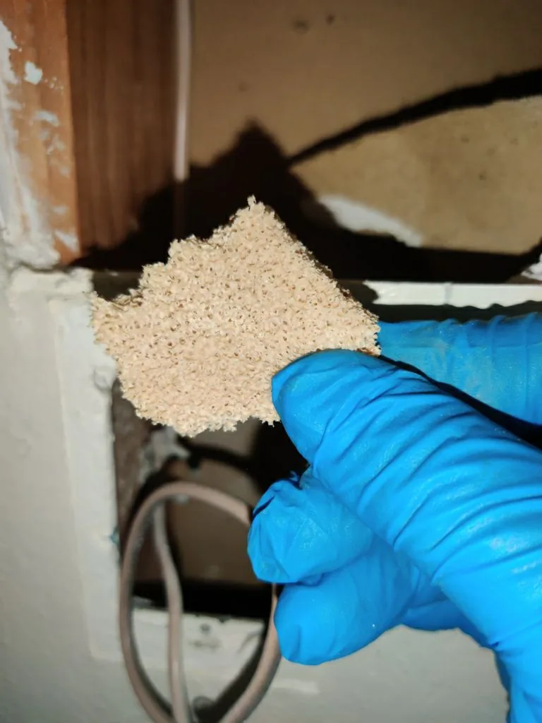 Corner Soot Outlet Repair Material Samples from Hemet apartment fire smoke damage restoration documentation - photo 47 of 180