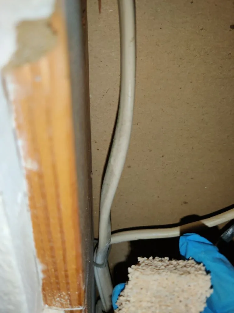 Wiring Wall Cavity Material Sampling from Hemet apartment fire smoke damage restoration documentation - photo 55 of 180