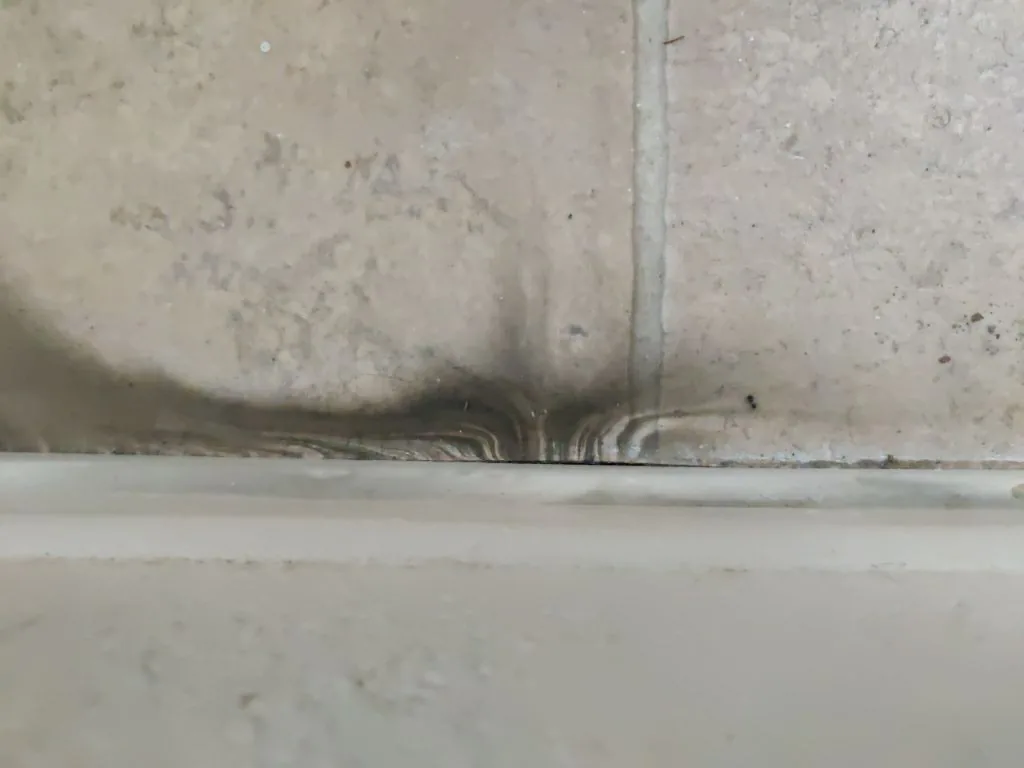 Outlet Baseboard Tub Edge Trim Sampling from Hemet apartment fire smoke damage restoration documentation - photo 76 of 180