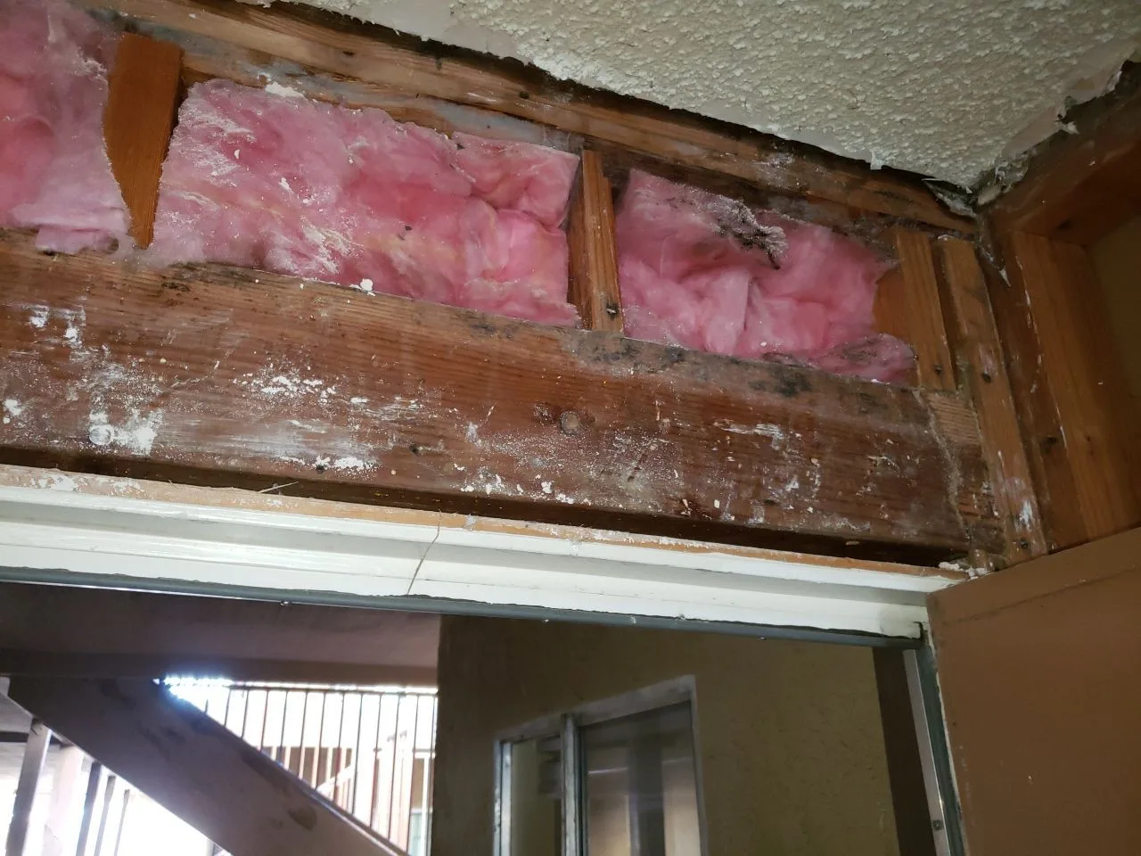 Major Interior Demolition Ceiling Open Framing Insulation Removal from Hemet apartment fire smoke damage restoration documentation - photo 82 of 180