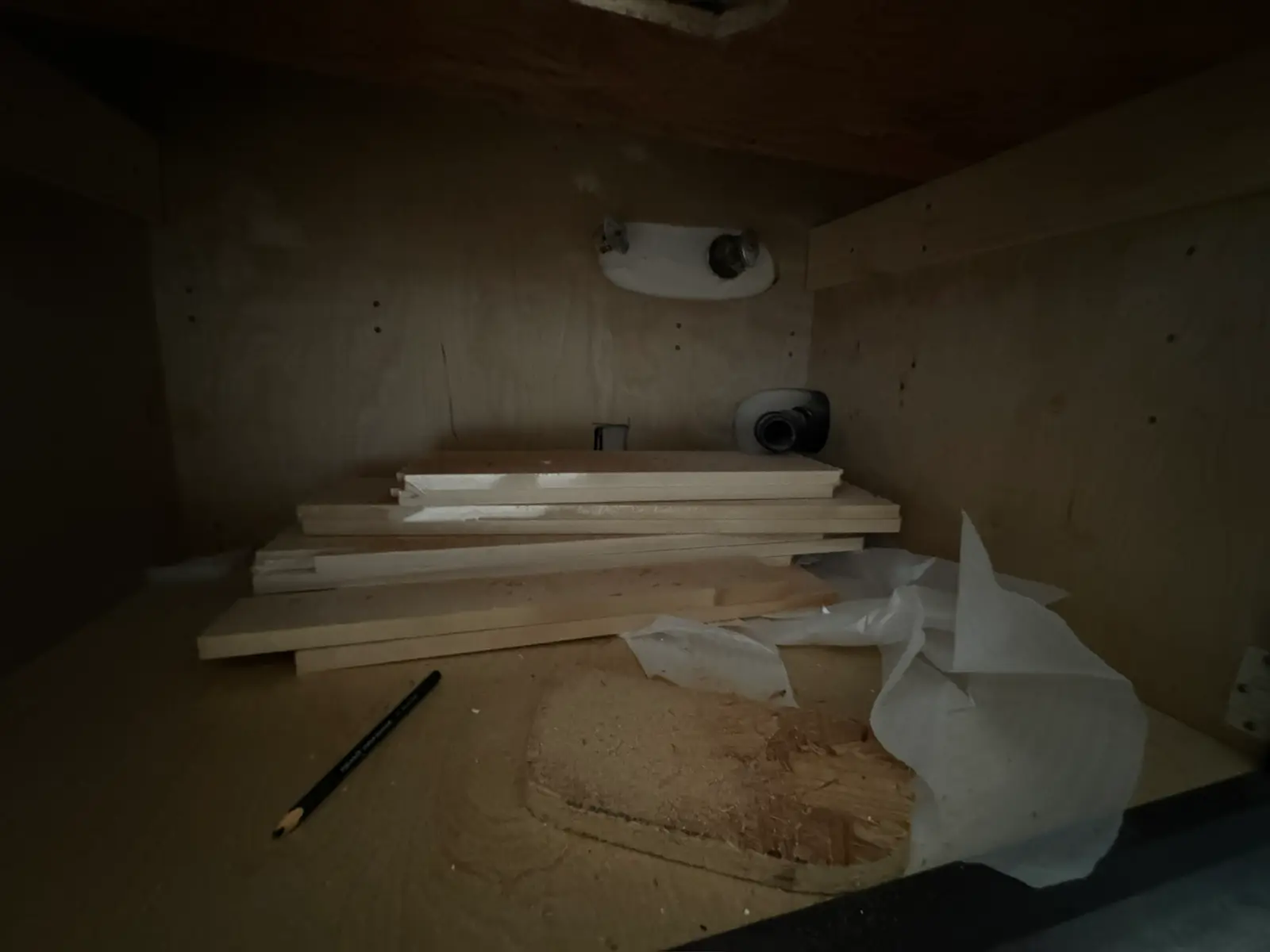 Under-cabinet repair documentation 064 during Menifee water damage restoration project by PL Builders