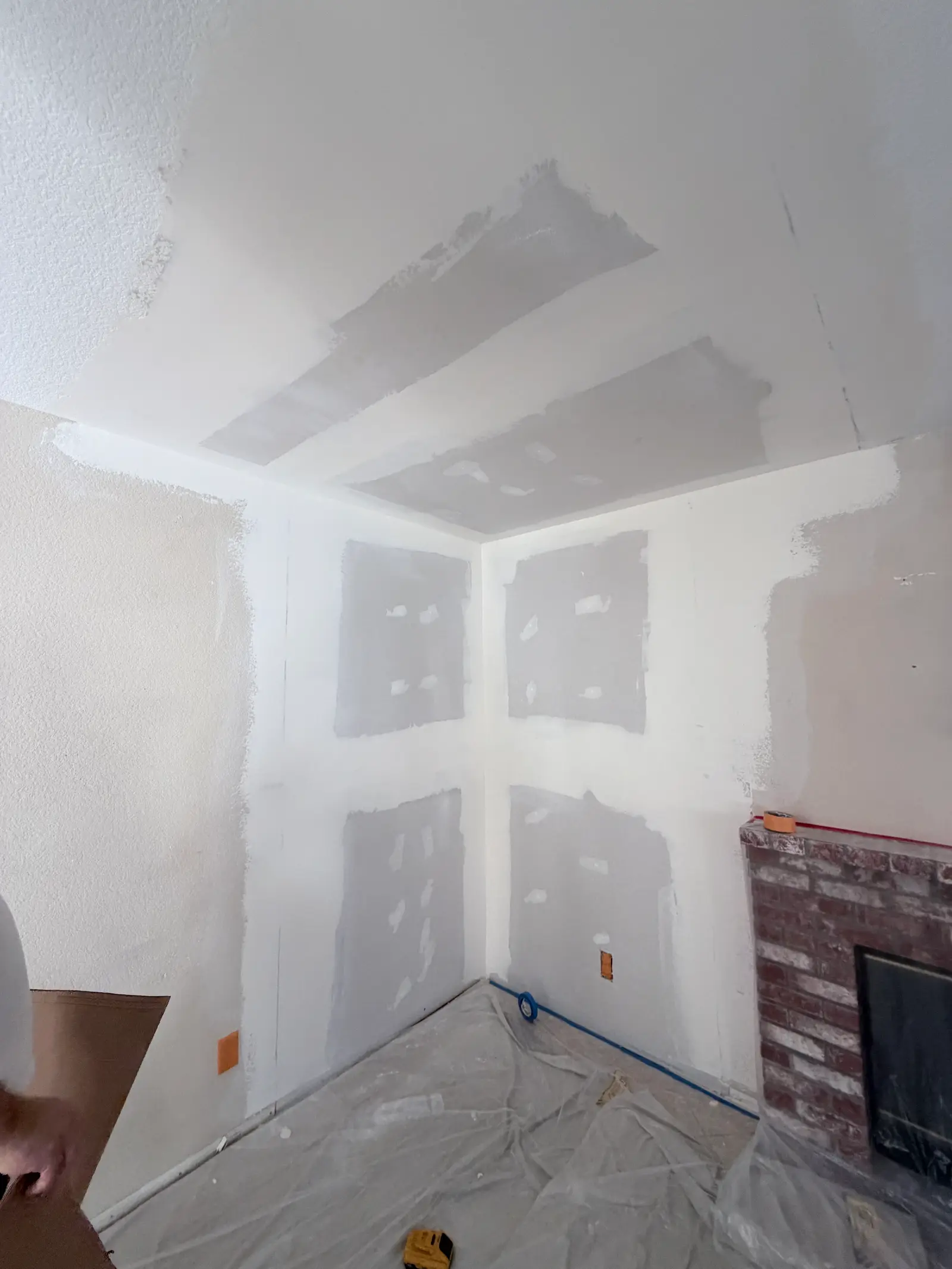 Bathroom wall and ceiling repair in progress during Temecula water damage restoration project by PL Builders