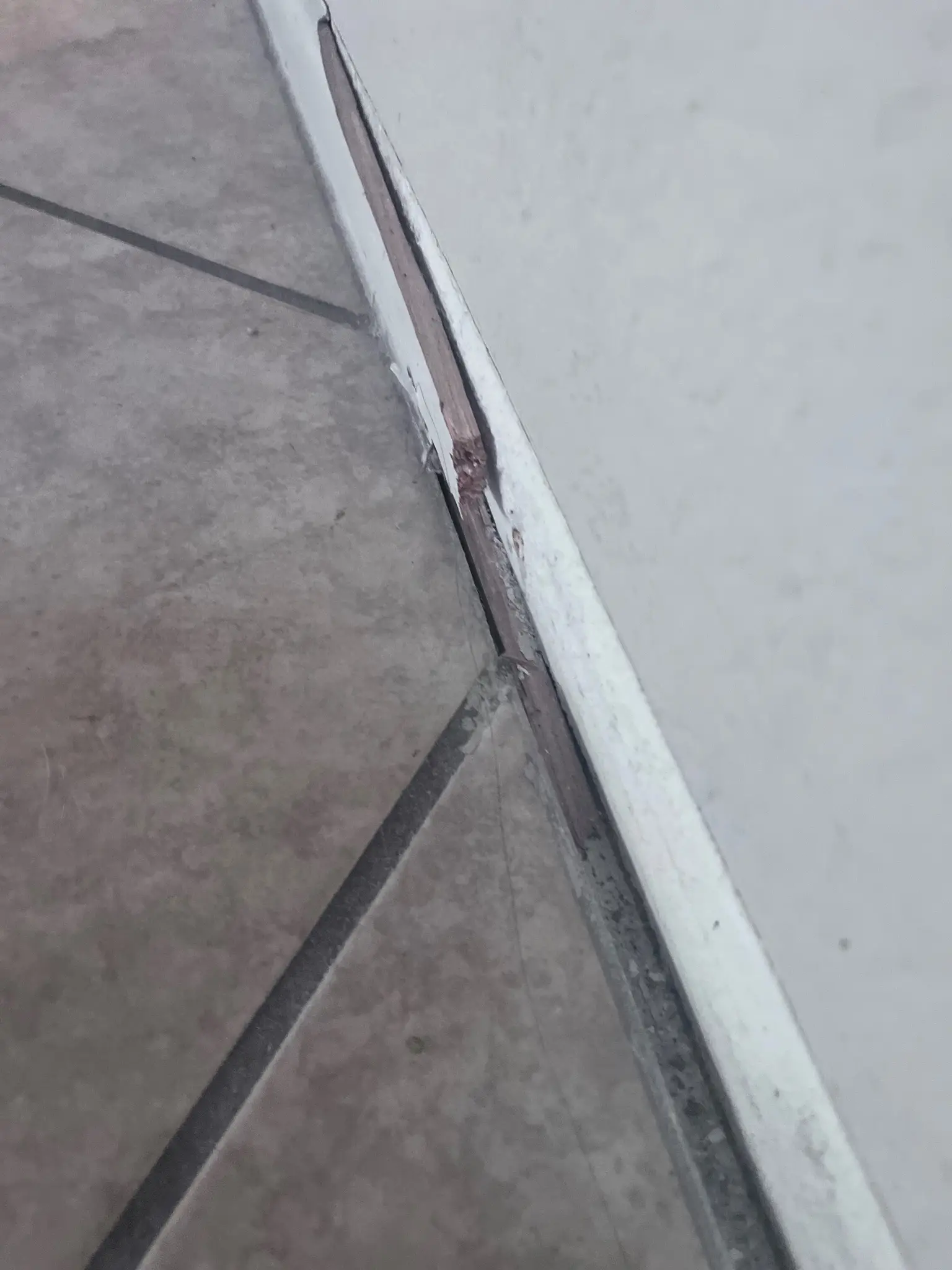 Lower wall and tile floor repair area during Temecula water damage restoration project by PL Builders
