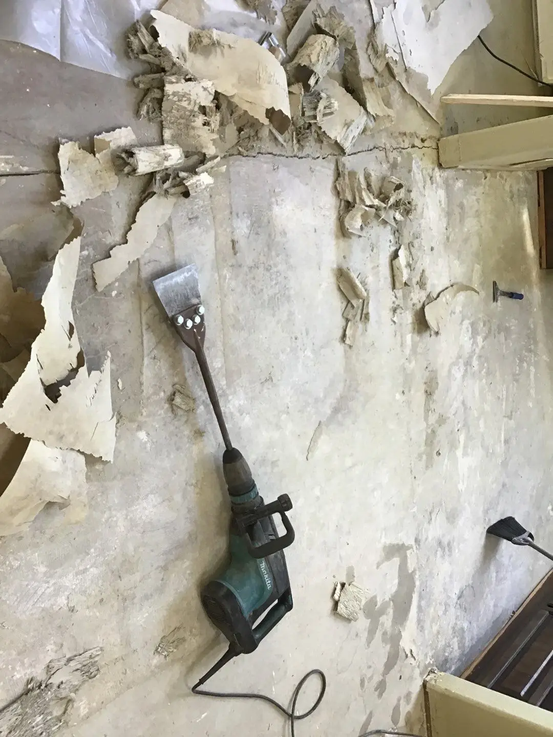 Documented damaged flooring, shower, or wall area 263 during Temecula water damage restoration project by PL Builders