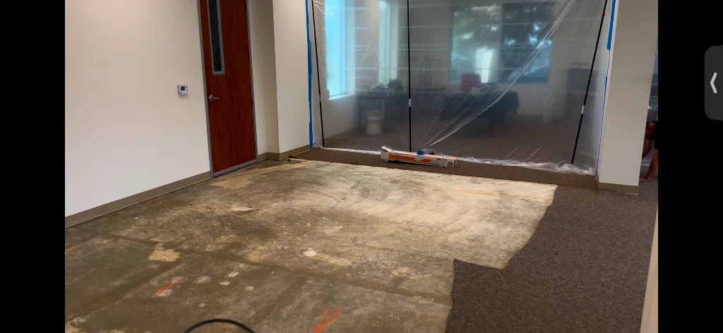 Before: Perris remodeling project by PL Builders showing Industrial Carpet and Tile Removal + Concrete Polishing