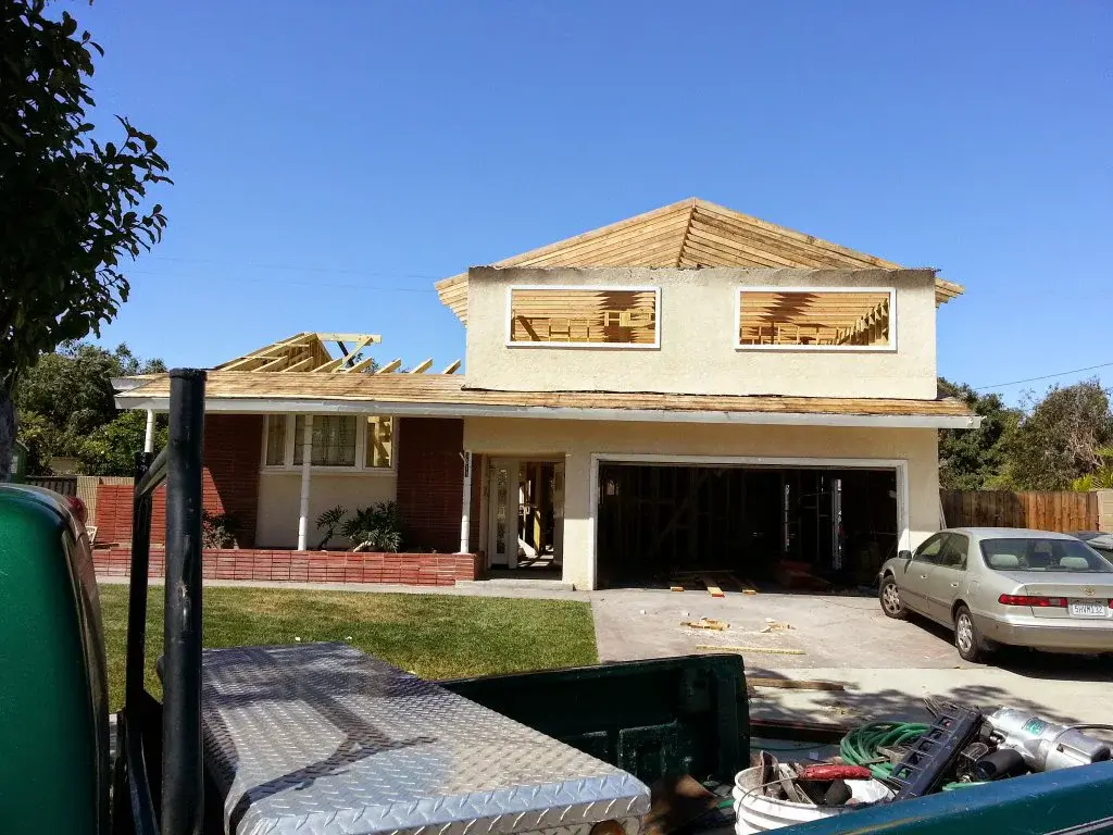 Anaheim fire damage restoration project by PL Builders showing Second Story Fire Rebuild Framing - Anaheim, CA